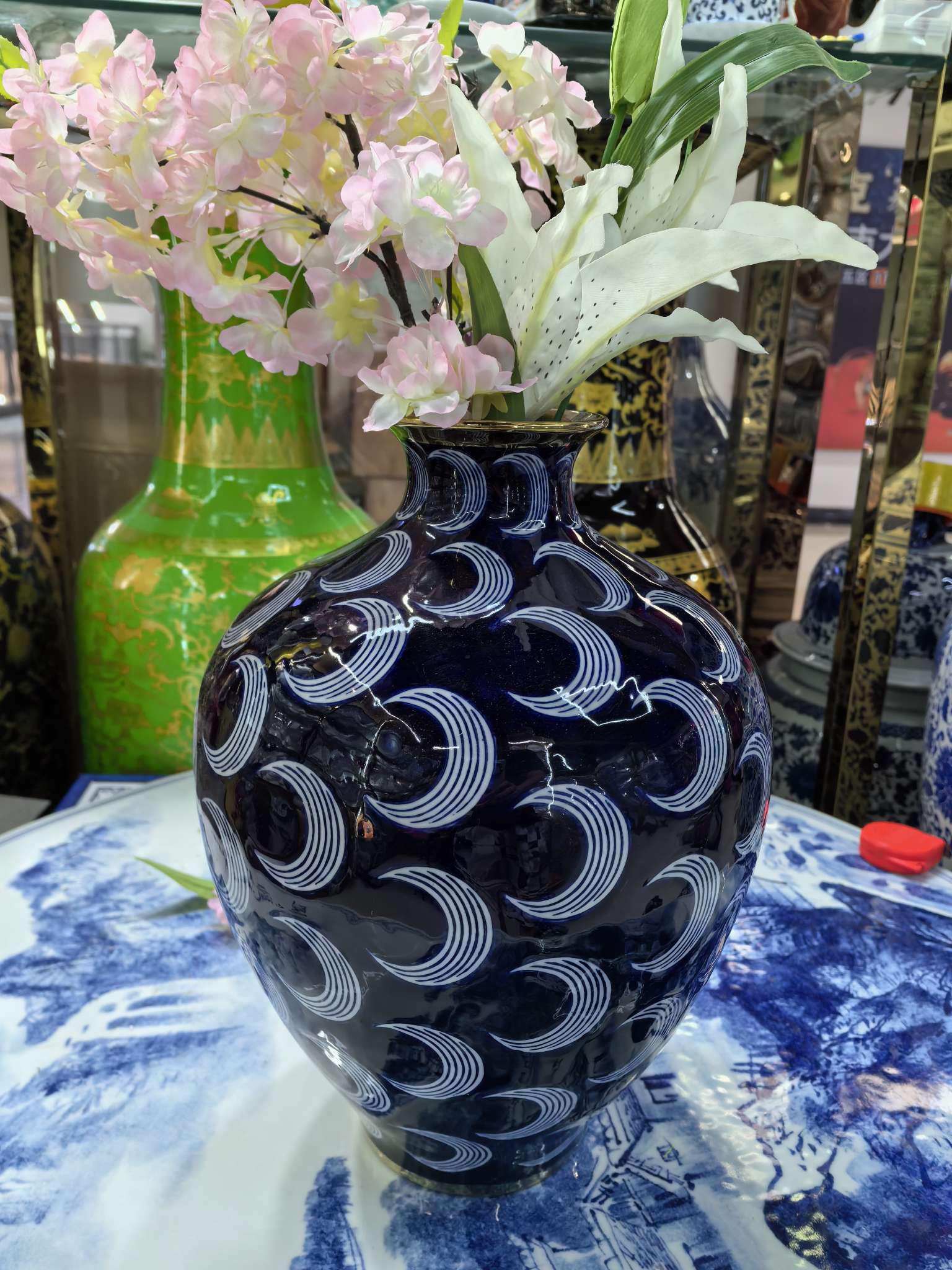 QingHuaCi BaiJian السيراميك الحرف اليدوية العالية 35 ㎝ detail image 19