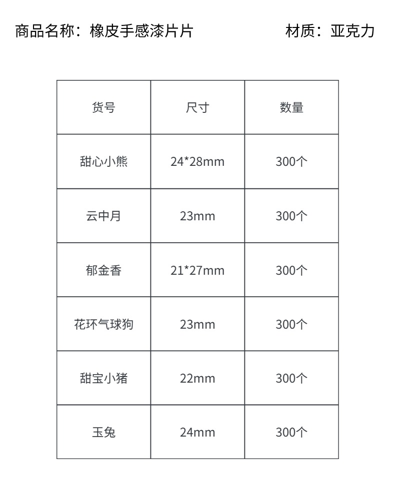 亚克力橡皮手感漆片片创意手工diy/手链挂饰钥匙扣手机挂饰饰品配件制作材料详情3