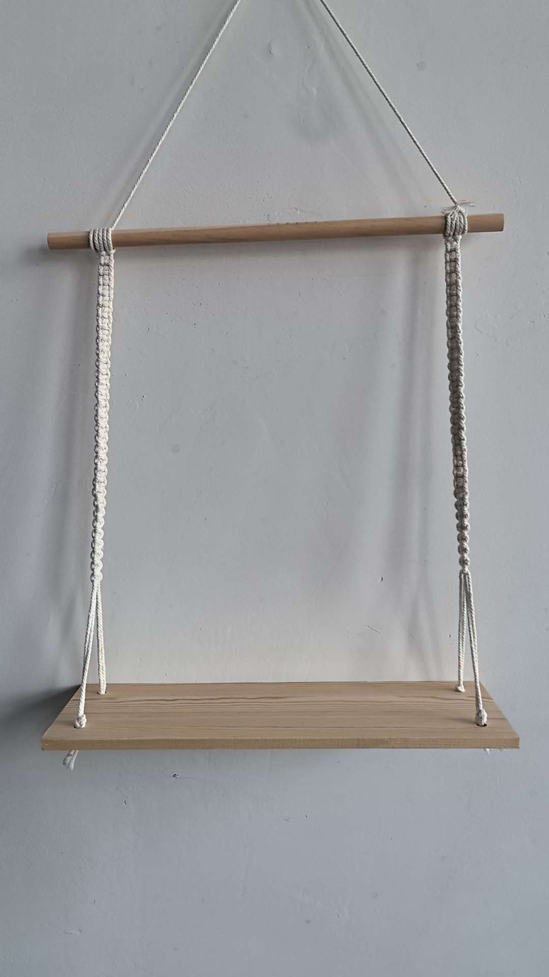 棉绳编织置物架，纯手工编织，可装饰也可收纳，适用于民宿酒店家居热销置物架纯手工单层双层原木可放植物，可承重