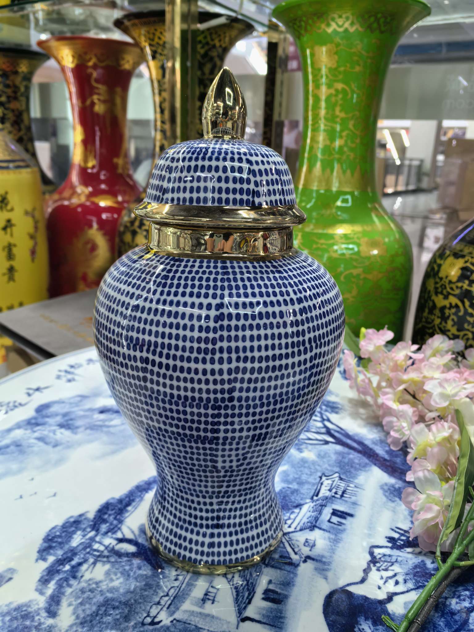 QingHuaCi BaiJian السيراميك الحرف اليدوية العالية 35 ㎝ detail image 14