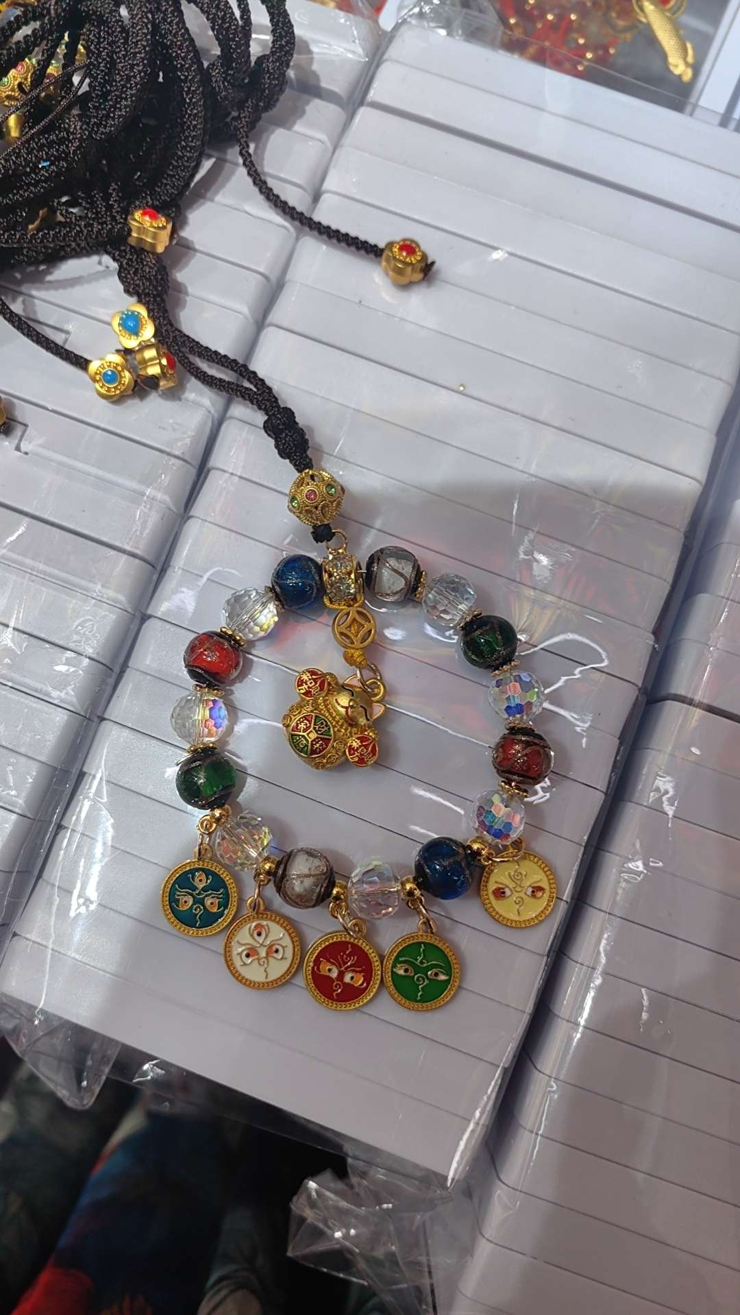 香灰琉璃水晶五路财神挂饰