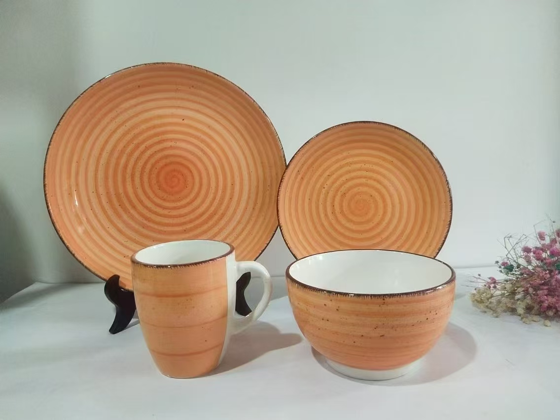 4人套陶瓷餐具彩色盒装精致礼品陶瓷餐具套装陶瓷餐具烟水壶烟嘴碗碟盘子密胺陶瓷餐具恶魔之眼碗