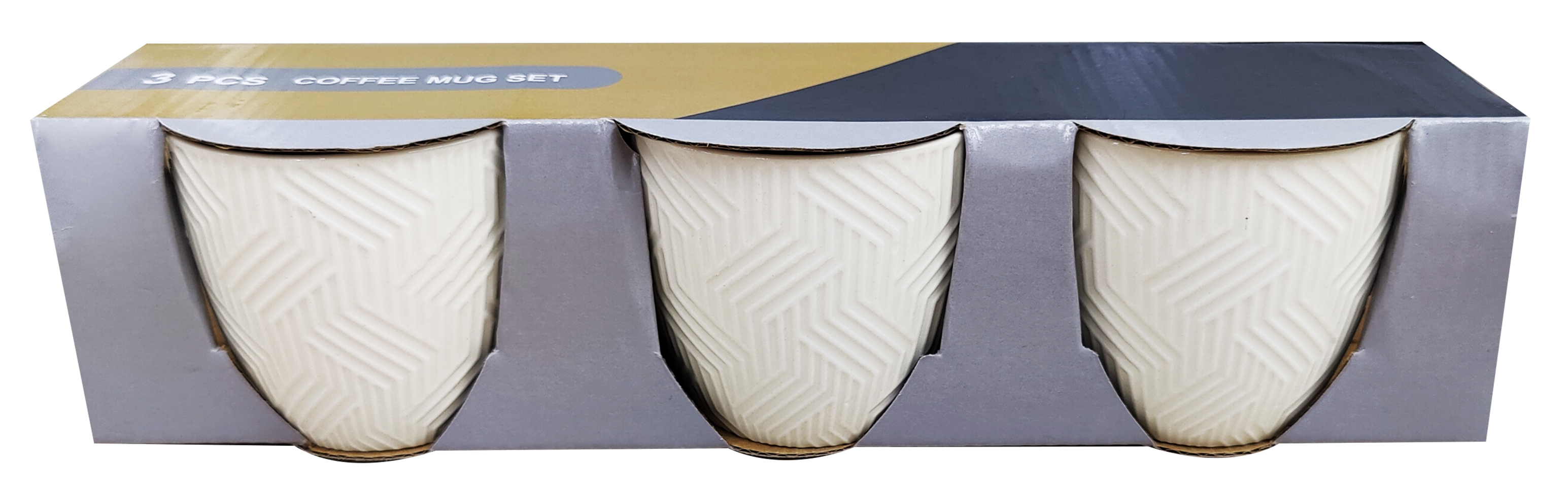 3-piece white coffee cup set, simple ceramic mug 02 pattern