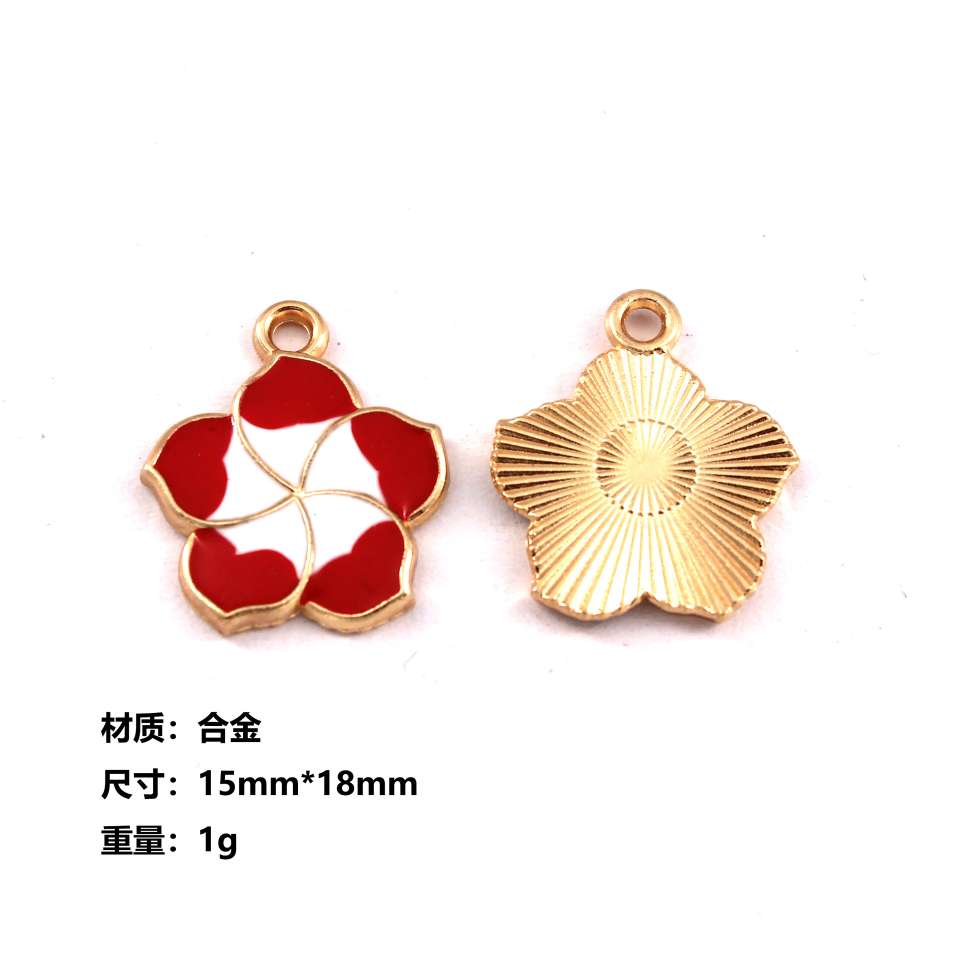 Chinese-style gradient small flower flower Korean version dⅰy alloy oil-dripping earrings, earrings, necklaces, pendants, red string accessories Specification image