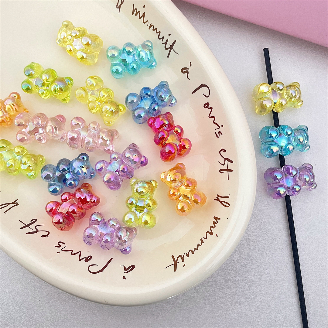 Chen Ming Horizontal Hole UV-coated color Bear transparent loose beads, acrylic bracelet, necklace and jewelry, handcrafted loose beads accessories pic 2