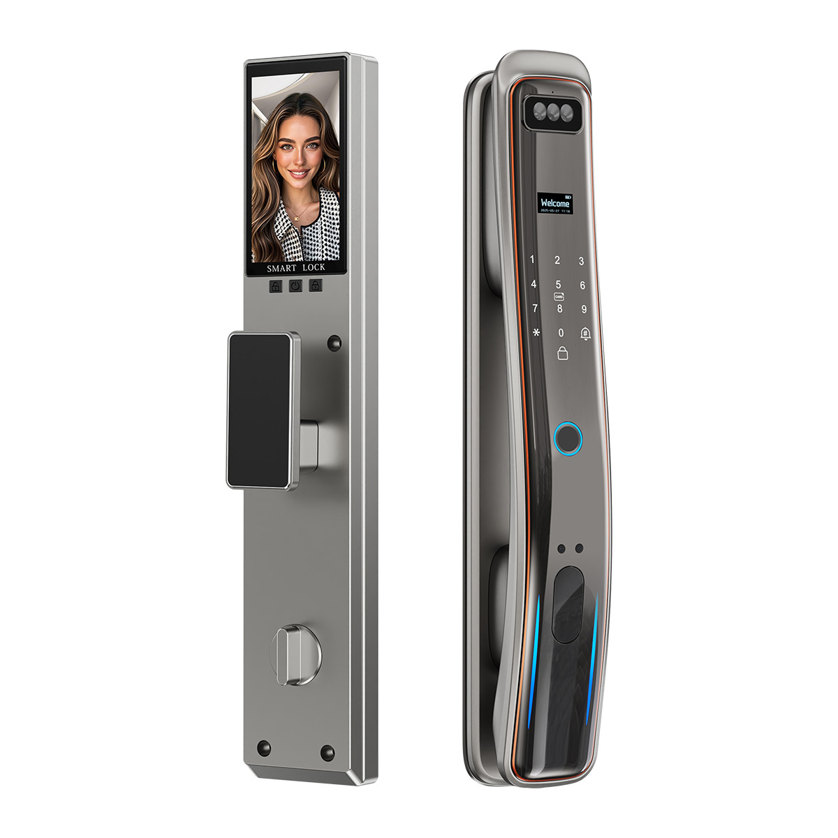 跨境涂鸦指纹锁 人脸识别智能指纹锁 全自动可视猫眼涂鸦指纹锁