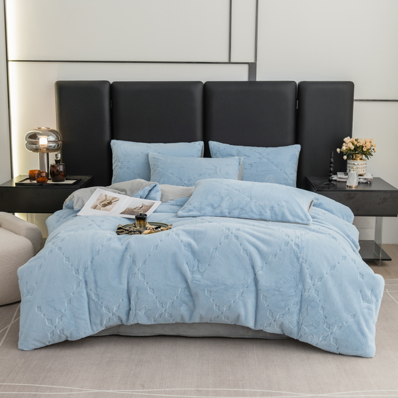 Class a rabbit hair cut flower four-piece set, quilt cover, blanket, sofa, fabric source factory custom fabric, welcome to take samples pic 6