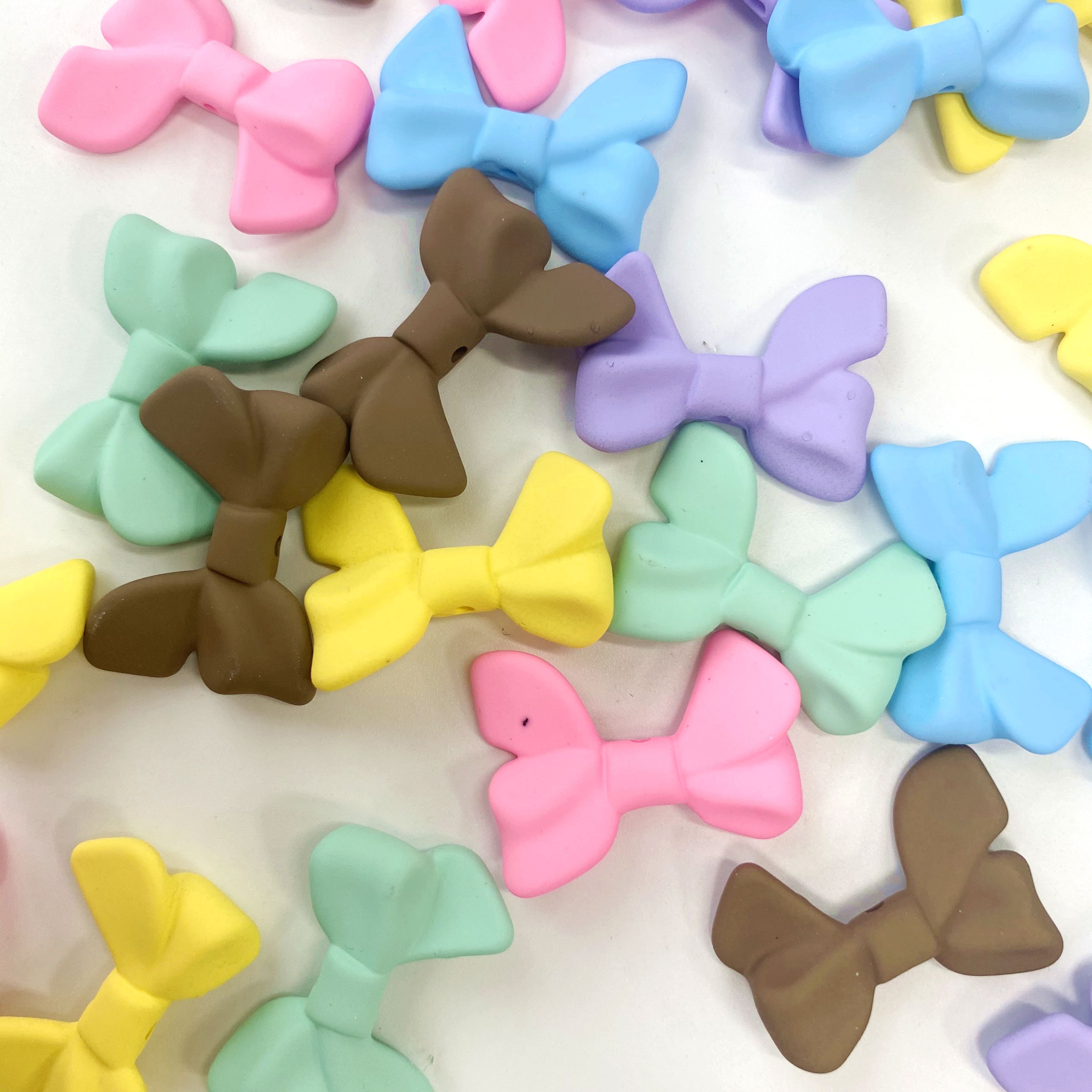 Acrylic rubber hand feel ribbon bow creative diy/ Bracelet pendant, keychain, mobile phone pendant, accessory and jewelry making materials details Picture