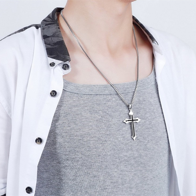 The alloy oil-dripping cross necklace is a simple and elegant cross necklace gift for your girlfriend detail image 2