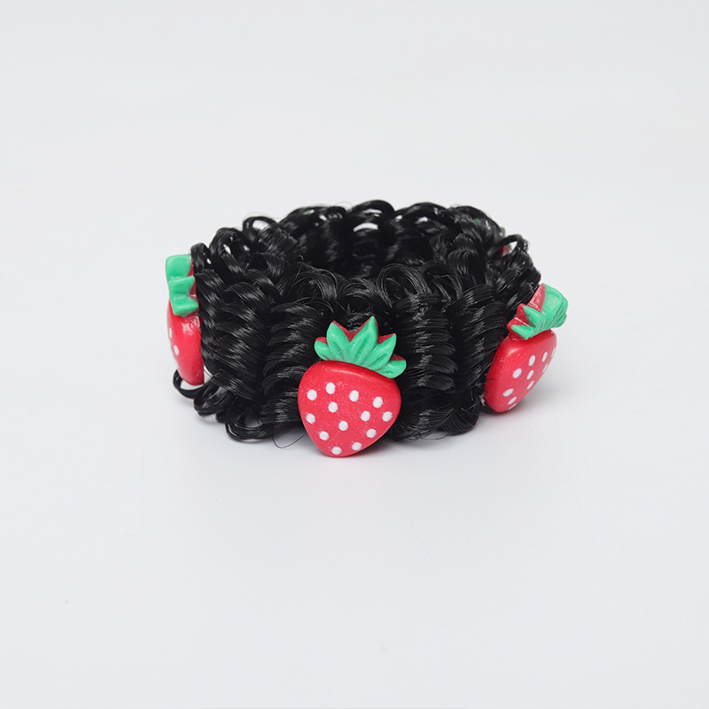 双娇饰品甜美可爱草莓儿童发圈女ins丸卡通丸子头假发绳宽边不伤发橡皮筋
