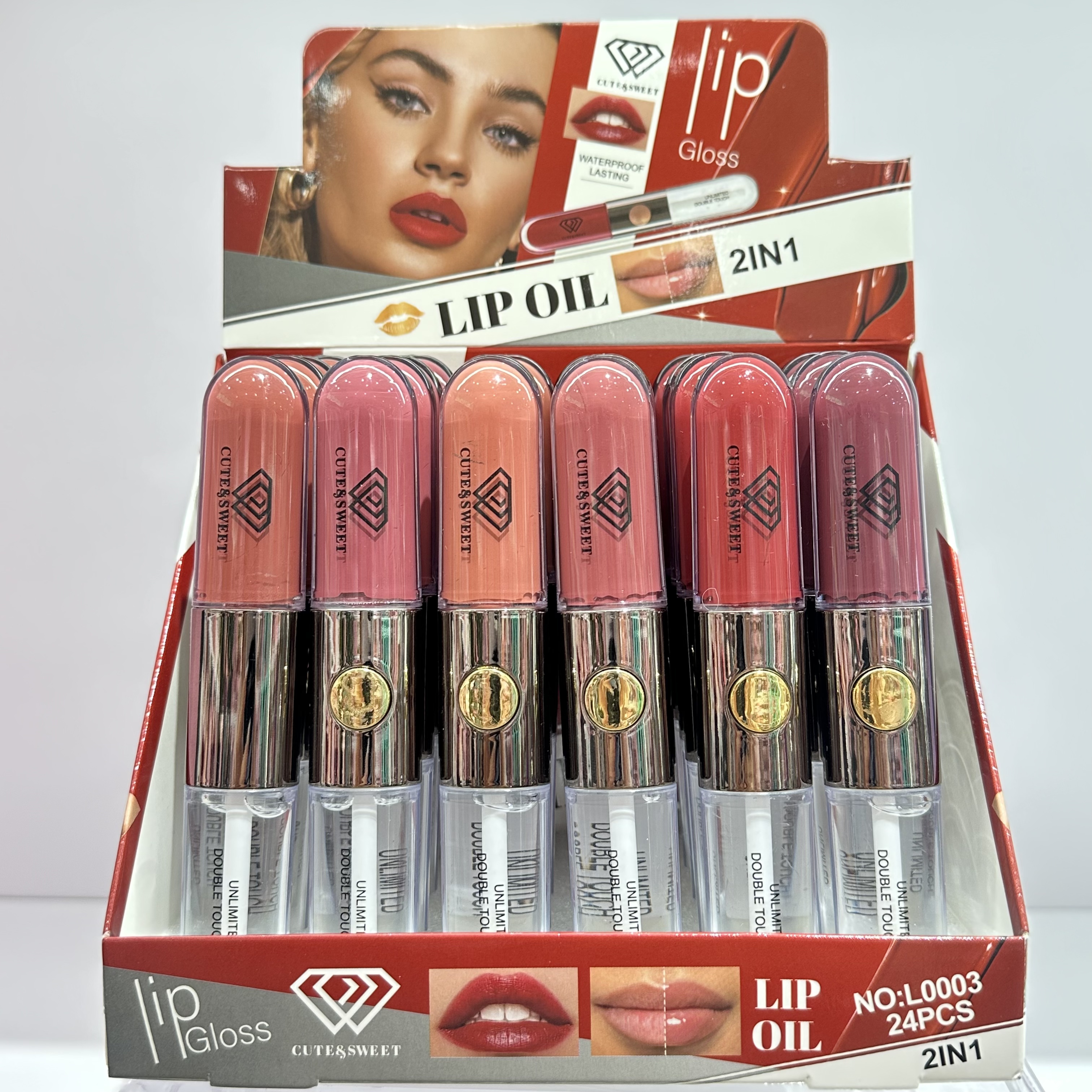 HSM Factory store Direct sales New Lip Makeup Double Head Lip Gloss [One matte smooth and one transparent raincoat] Lip oil STOCK Item Picture