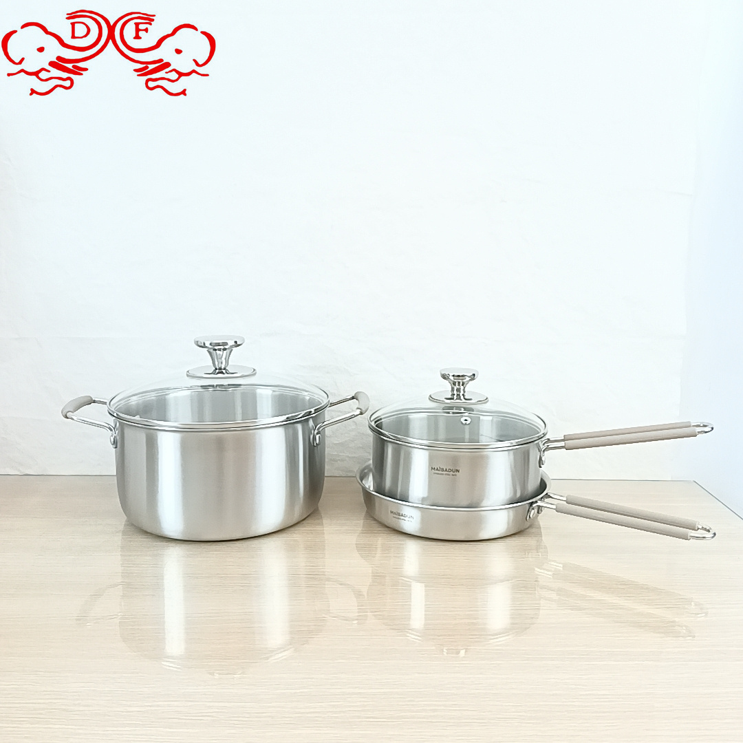 طراز DF68742 مقلاة من الفولاذ غير القابل للصدأ، طراز DF68742 مقلاة من الفولاذ غير القابل للصدأ، مجموعة من القِدر الفولاذية ذات أغطية فولاذية وسمكها مقلاة الحساء المقلاة details Picture