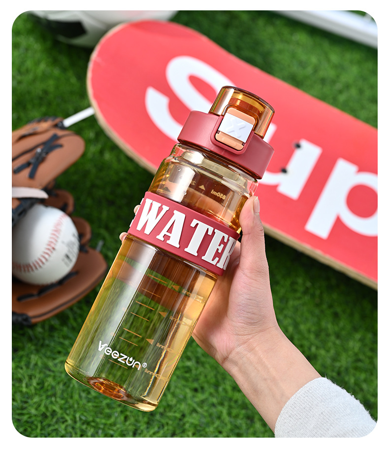 W06-2533 Fitness sports plastic water cup, men's and women's outdoor direct drinking cup, student drinking cup with scale detail image 6