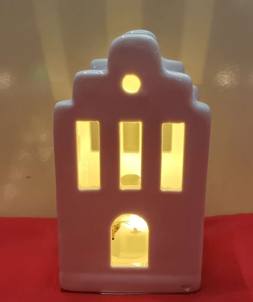 陶瓷圣诞装饰工艺品，小房子带灯，6588细节图