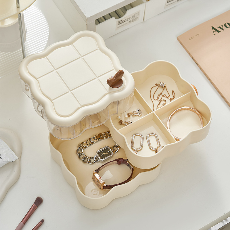 M80-6620 Qiguo House Cute Cartoon Multi-layer Rotating Jewelry Box, a perfect storage tool for girls' multiple pieces of jewelry, entrance keys and small items details Picture