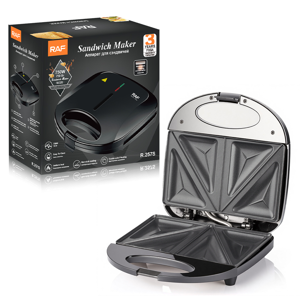 RAF European standard household portable double-sided breakfast machine, double waffle machine, sandwich machine, multi-functional bread machine details Picture