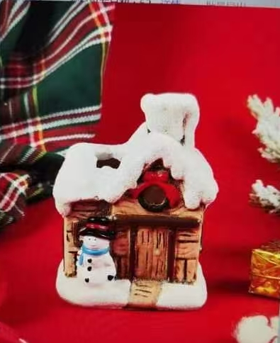 树脂圣诞工艺品小房子2328，带灯，单个白盒包装，