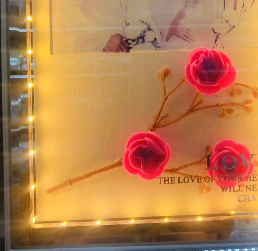 现代家居装饰床头摆台小夜灯USB接头暖光灯假花玻璃塑料相框 001细节图