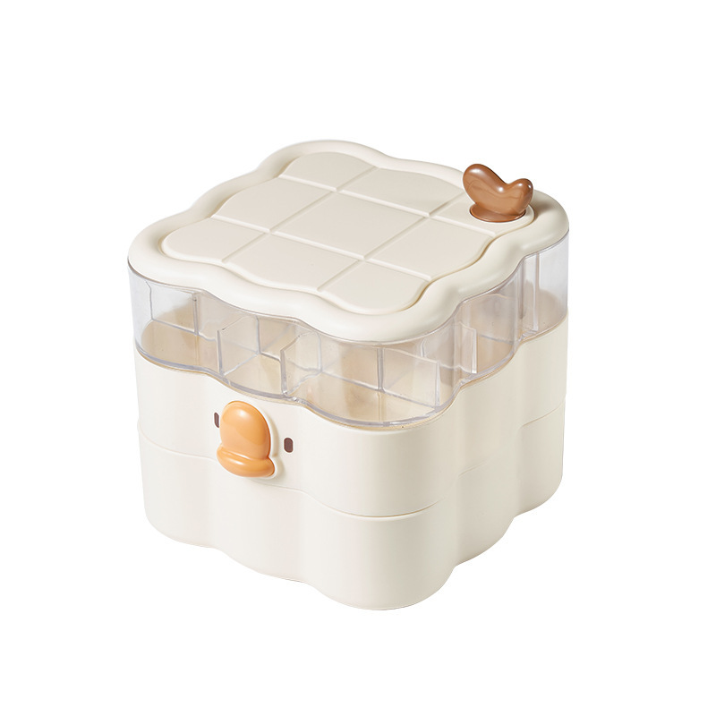 M80-6620 Qiguo House Cute Cartoon Multi-layer Rotating Jewelry Box, a perfect storage tool for girls' multiple pieces of jewelry, entrance keys and small items Application Scenario