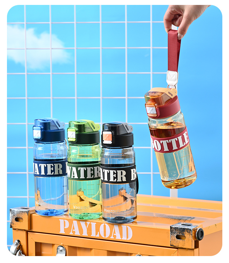 W06-2533 Fitness sports plastic water cup, men's and women's outdoor direct drinking cup, student drinking cup with scale detail image 13