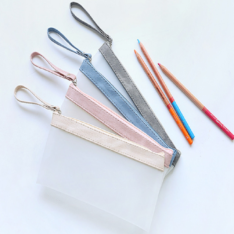 创意文件袋半透明磨砂拉链笔袋大容量简约女生