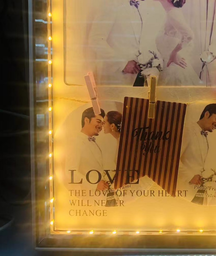 现代家居装饰床头摆台小夜灯USB接头暖光灯假花玻璃塑料相框 002产品图