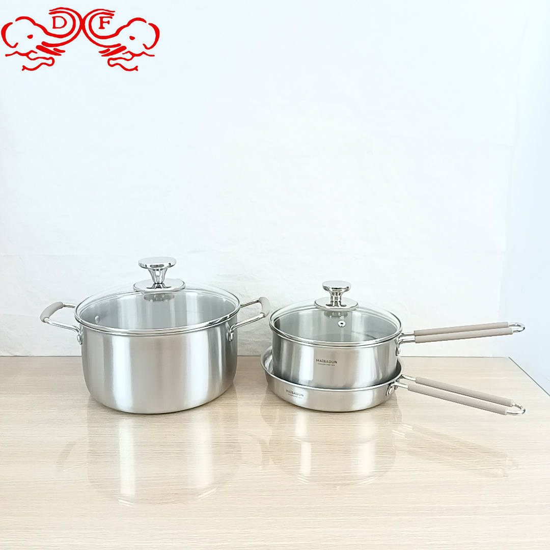طراز DF68742 مقلاة من الفولاذ غير القابل للصدأ، طراز DF68742 مقلاة من الفولاذ غير القابل للصدأ، مجموعة من القِدر الفولاذية ذات أغطية فولاذية وسمكها مقلاة الحساء المقلاة Specification image