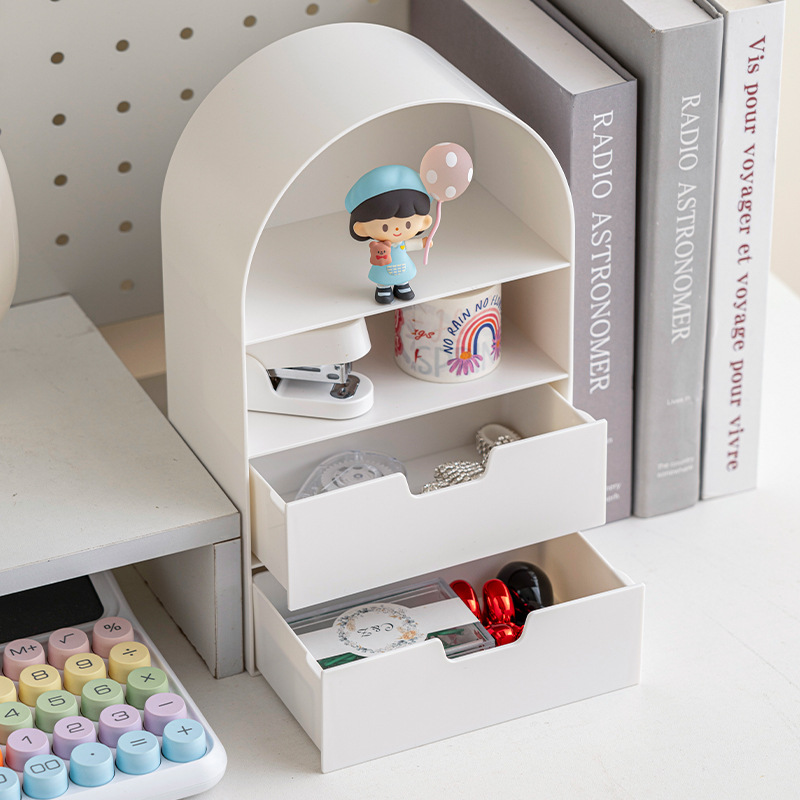 R37-961 Semi-circular desktop storage drawer type desktop cosmetics storage box details Picture