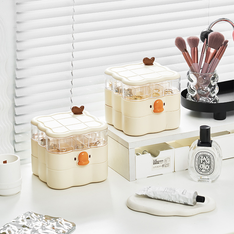M80-6620 Qiguo House Cute Cartoon Multi-layer Rotating Jewelry Box, a perfect storage tool for girls' multiple pieces of jewelry, entrance keys and small items Item Picture
