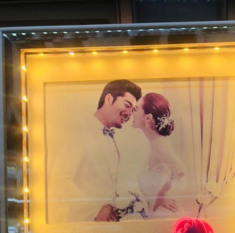 现代家居装饰床头摆台小夜灯USB接头暖光灯假花玻璃塑料相框 001产品图