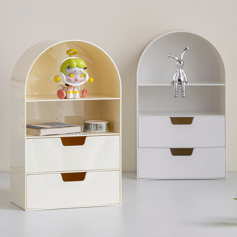 R37-961 Semi-circular desktop storage drawer type desktop cosmetics storage box Specification image