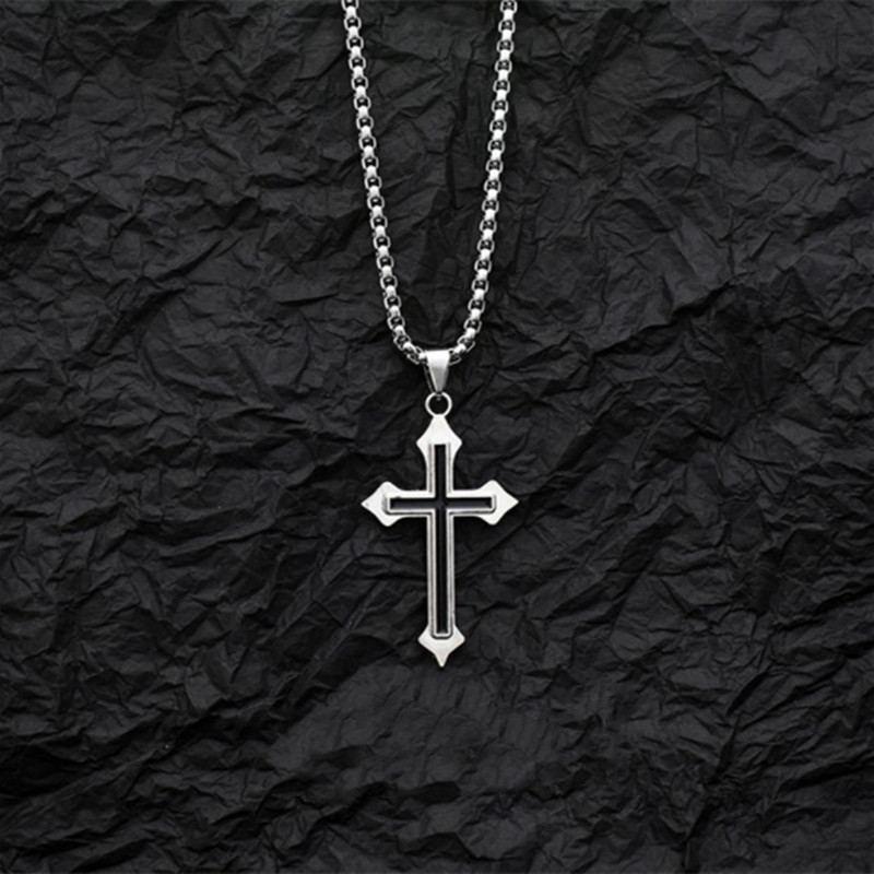 The alloy oil-dripping cross necklace is a simple and elegant cross necklace gift for your girlfriend detail image 3