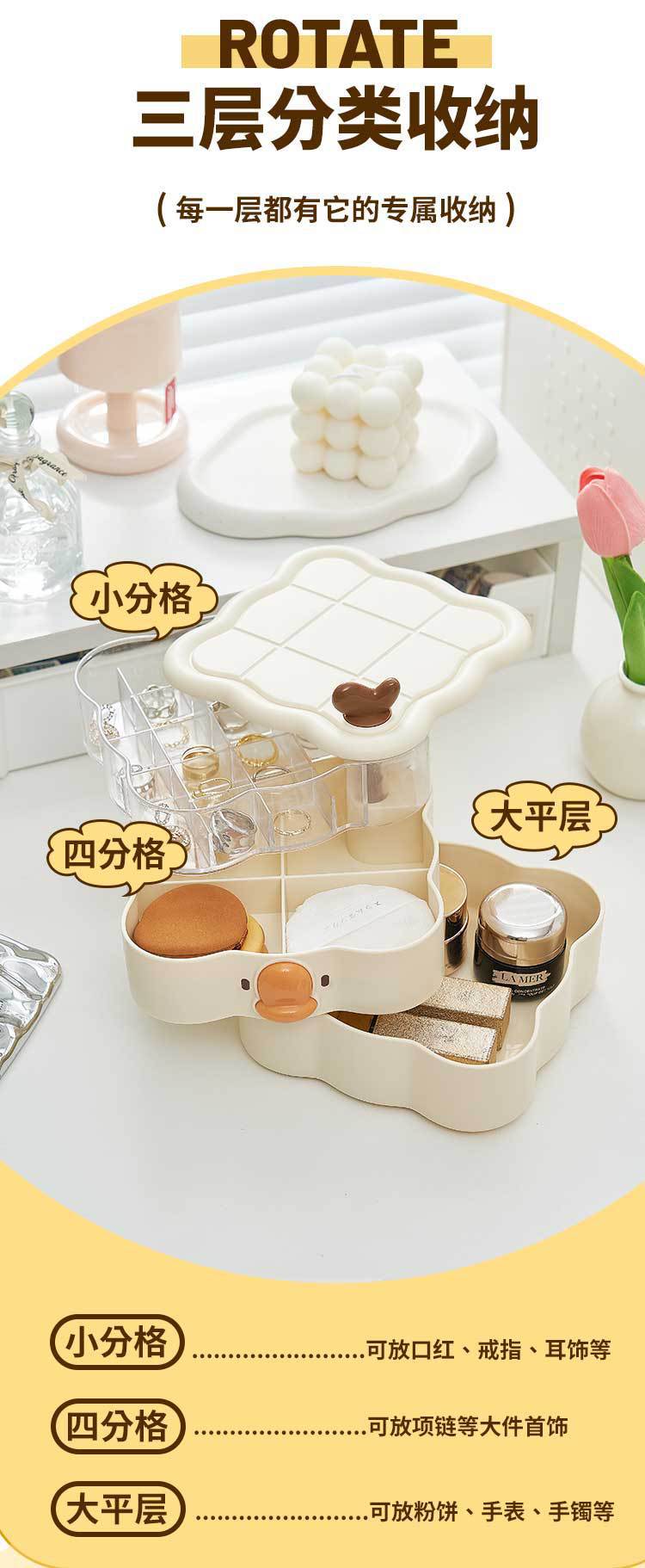 M80-6620 Qiguo House Cute Cartoon Multi-layer Rotating Jewelry Box, a perfect storage tool for girls' multiple pieces of jewelry, entrance keys and small items detail image 5