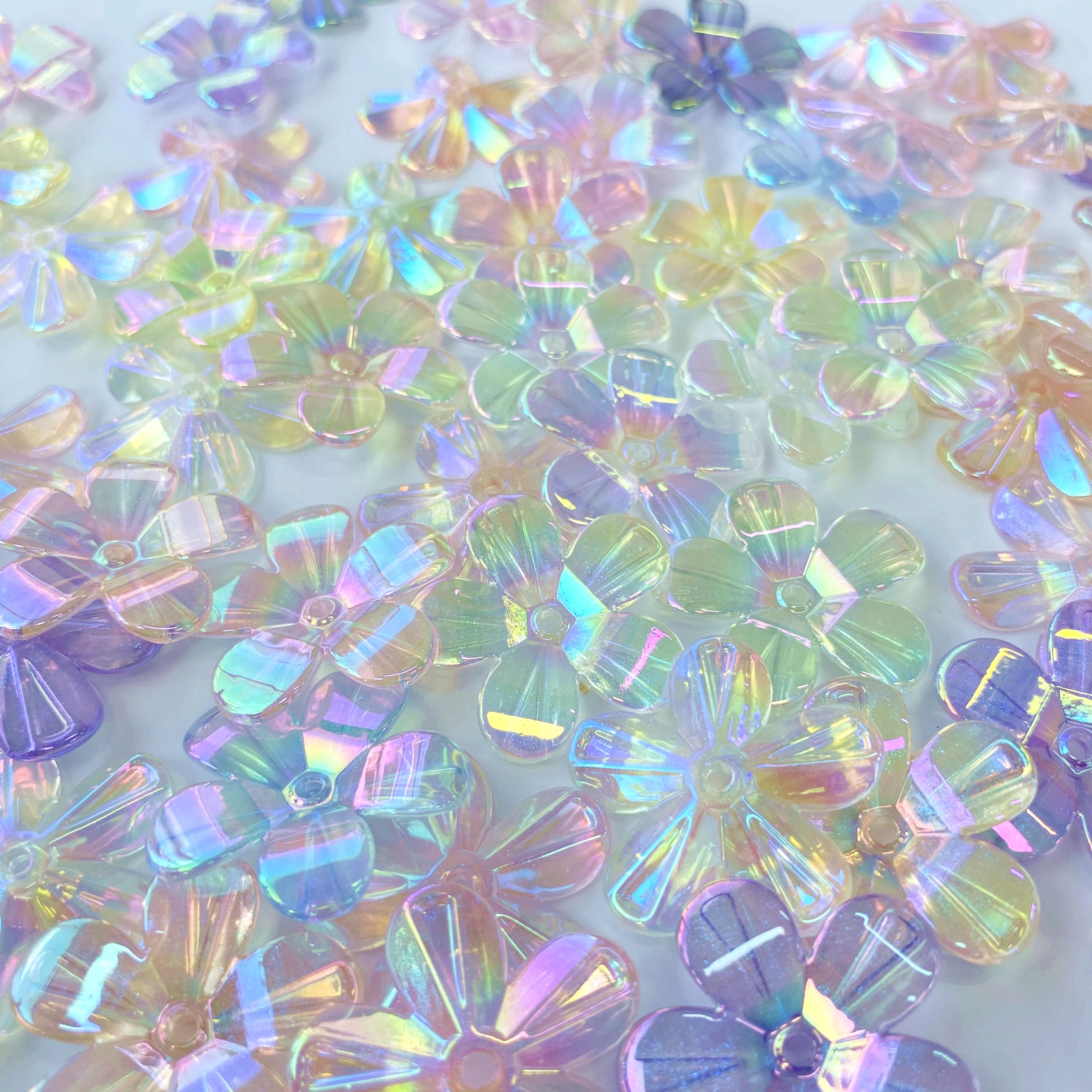 Acrylic uv transparent laser five-petal flower diy/ Bracelet pendant, keychain, mobile phone pendant, accessory and jewelry making materials Specification image