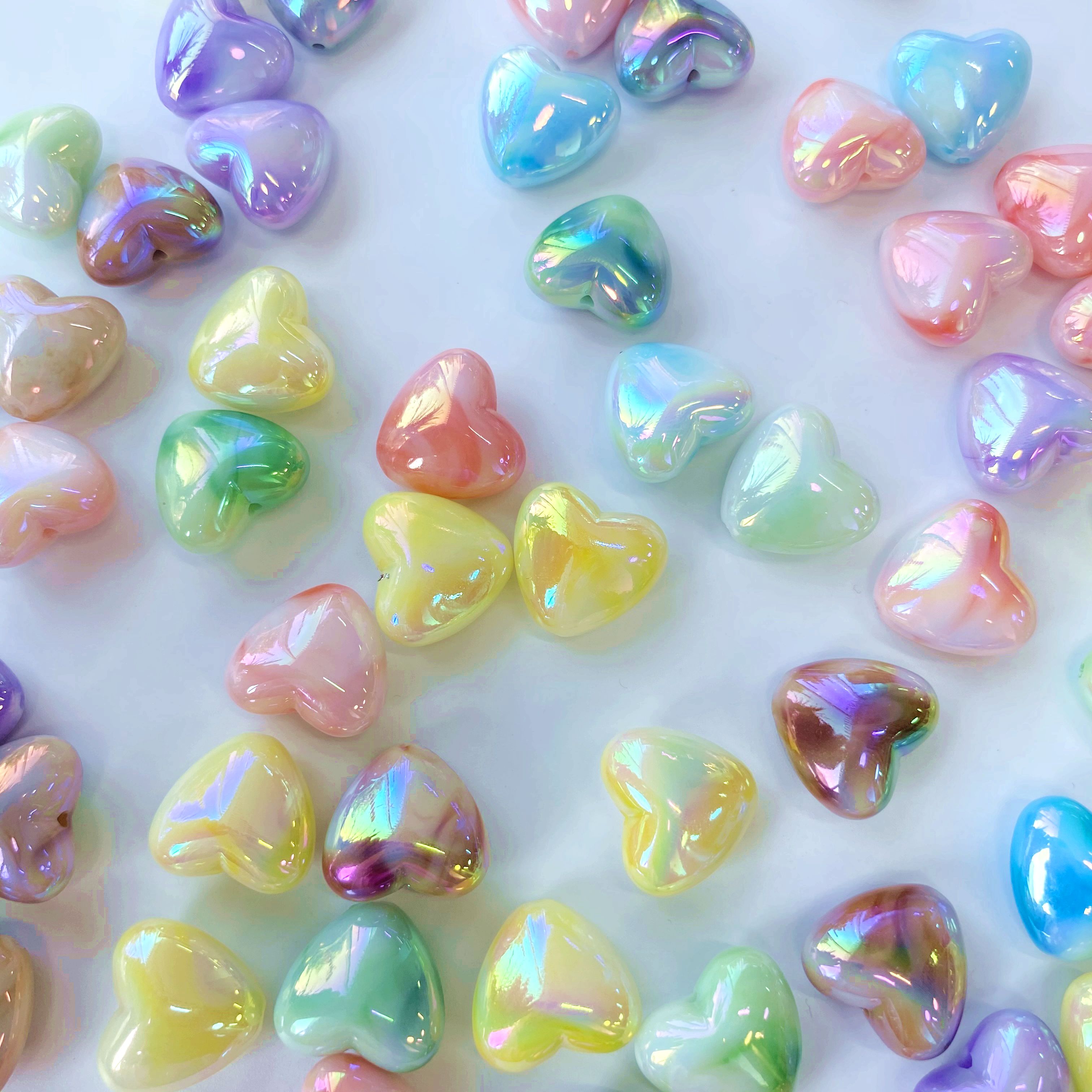Acrylic uv cloud mist flat heart diy/ Bracelet pendant, keychain, mobile phone pendant, accessory and jewelry making materials