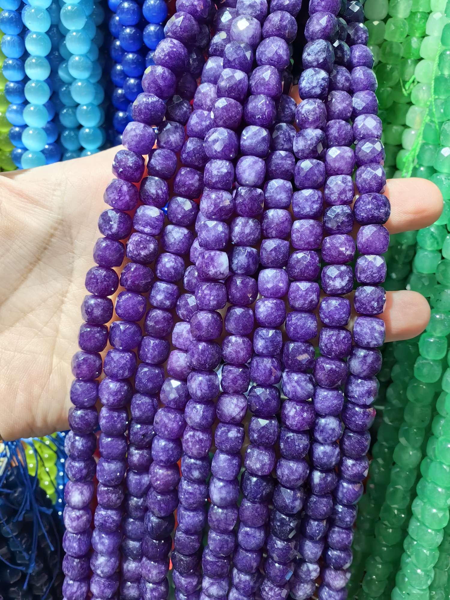 天然石棱形方糖天然石珠子玻璃珠珠子饰品配件散珠串珠手串珠子DIY手工制作材料详情图6