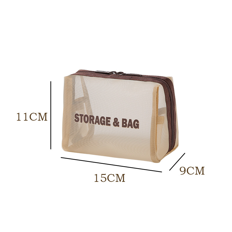 H208- Mesh Octagonal Makeup Bag, New mesh octagonal makeup bag, portable travel toiletry bag, women's mesh Item Picture