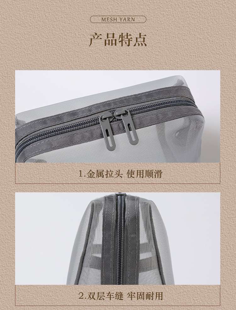 H208- Mesh Octagonal Makeup Bag, New mesh octagonal makeup bag, portable travel toiletry bag, women's mesh detail image 8