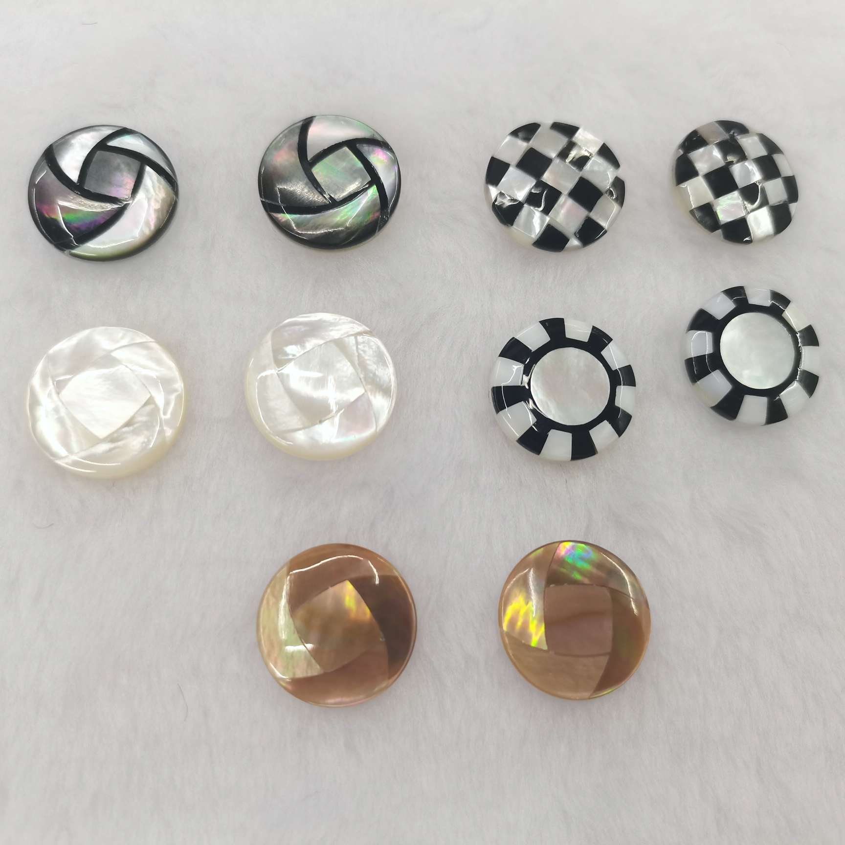 欧格贝壳饰品海贝配件手工镶嵌拼接圆形贝壳钮扣不规则图案时装圆形扣子镶嵌配件黑蝶贝白蝶贝圆形配件diy贝壳饰品配件