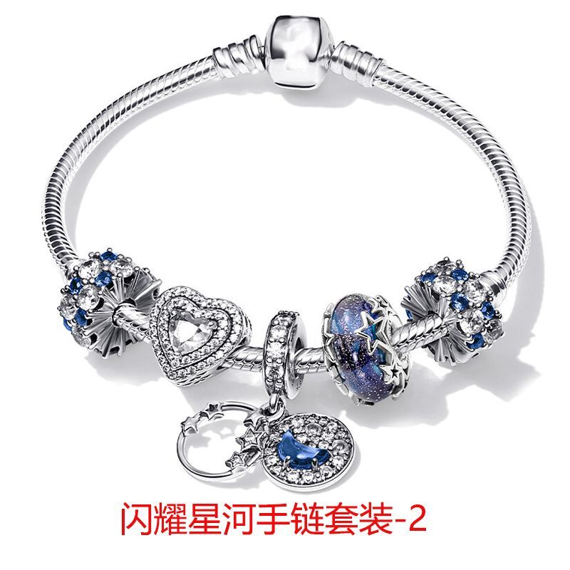 Pan Family S925 Silver DORA Dream Come True Set Snake Bone Bracelet, Teddy Beaded and Scattered Jewelry DIY Specification image