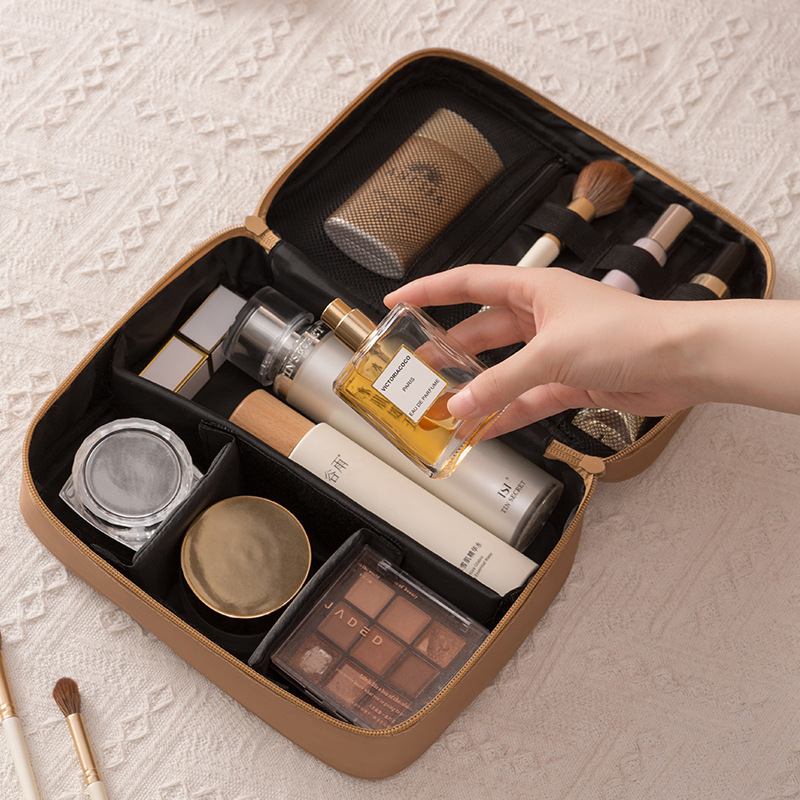 H208- Cute Single and Double Layer Makeup Bag, Cartoon Pu Waterproof Makeup Bag, Travel Portable Large Capacity Toiletry Bag details Picture