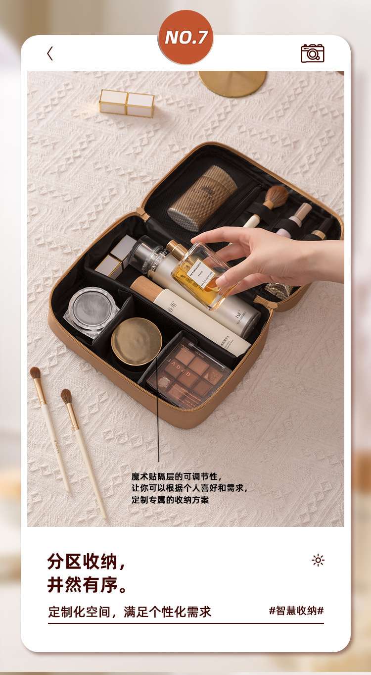 H208- Cute Single and Double Layer Makeup Bag, Cartoon Pu Waterproof Makeup Bag, Travel Portable Large Capacity Toiletry Bag detail image 6