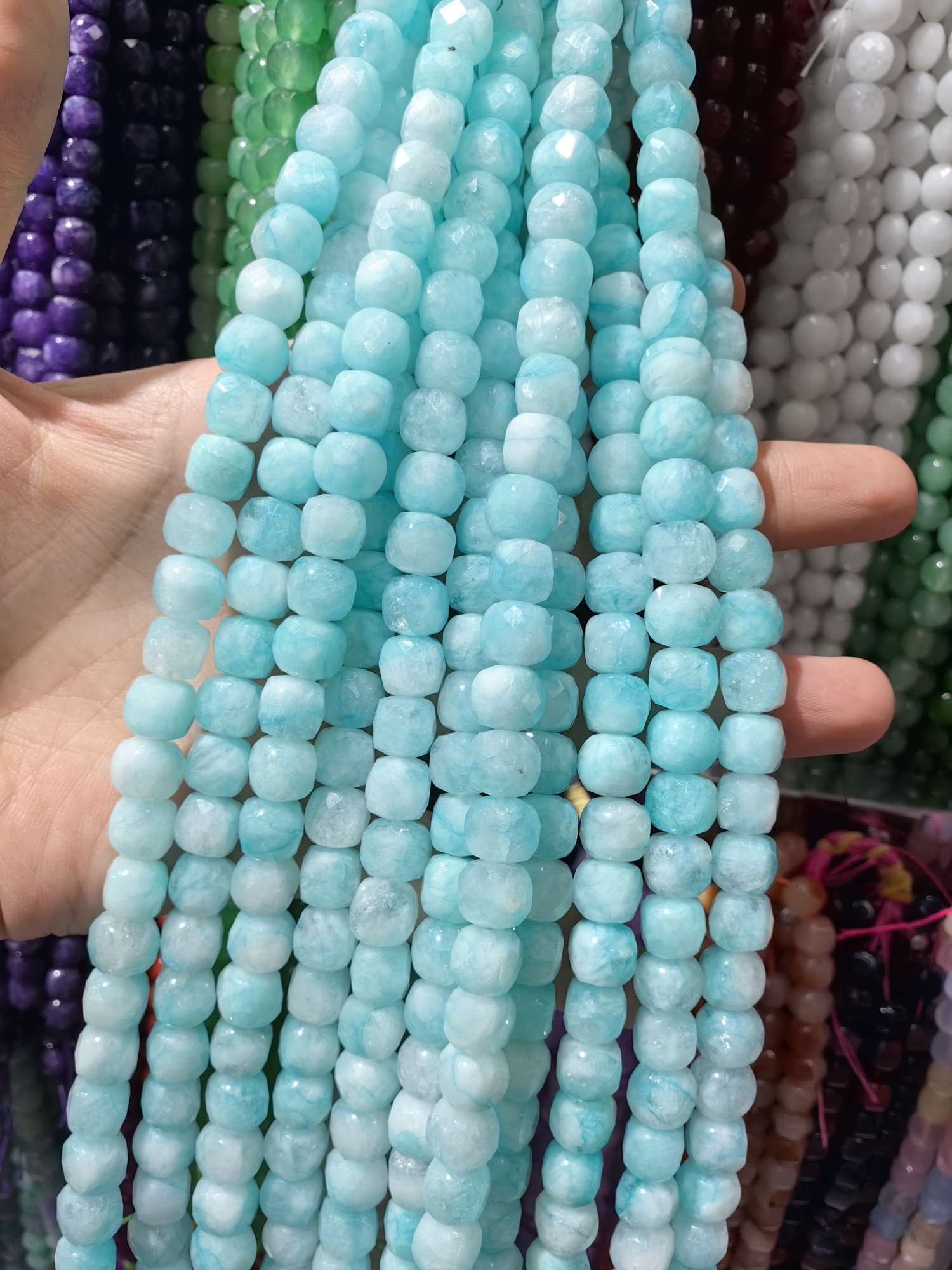 天然石棱形方糖天然石珠子玻璃珠珠子饰品配件散珠串珠手串珠子DIY手工制作材料详情图5