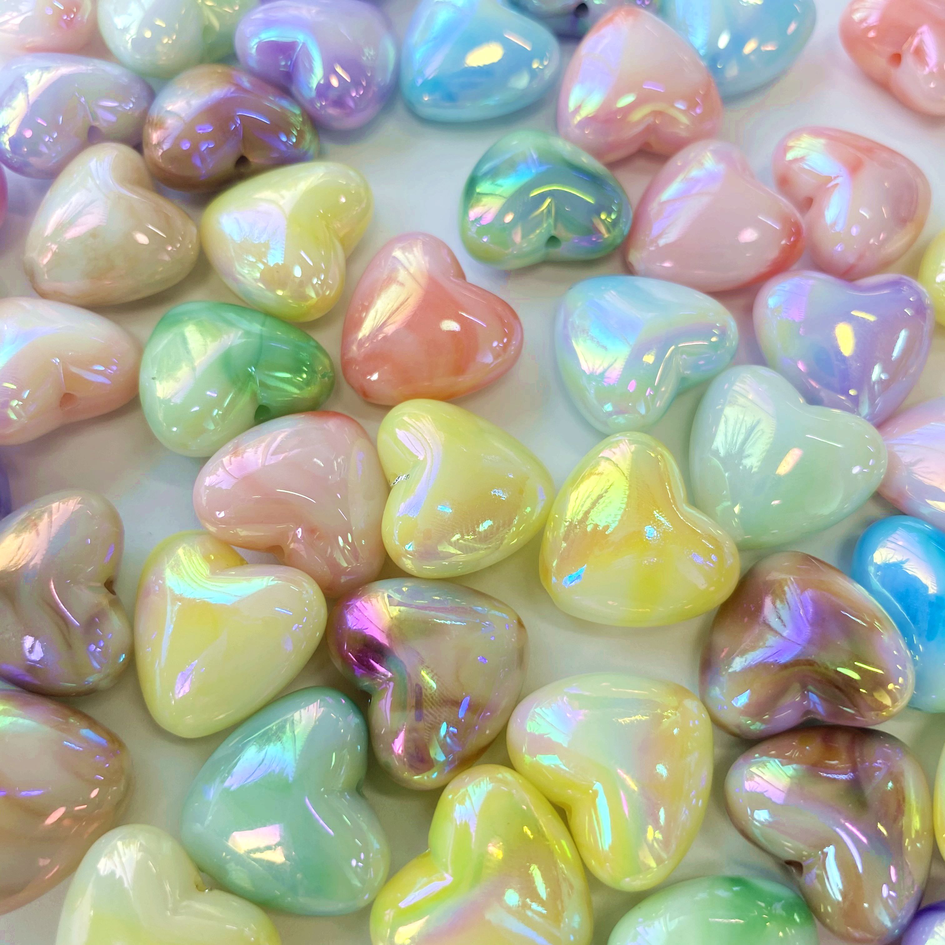 Acrylic uv cloud mist flat heart diy/ Bracelet pendant, keychain, mobile phone pendant, accessory and jewelry making materials details Picture