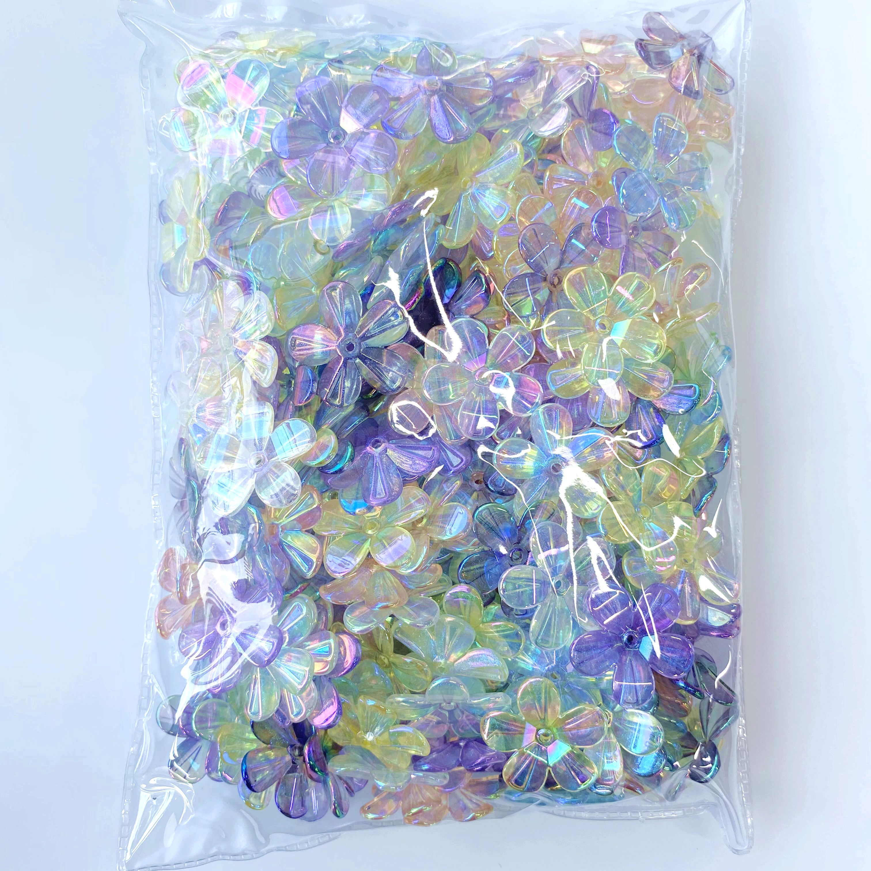 Acrylic uv transparent laser five-petal flower diy/ Bracelet pendant, keychain, mobile phone pendant, accessory and jewelry making materials Item Picture