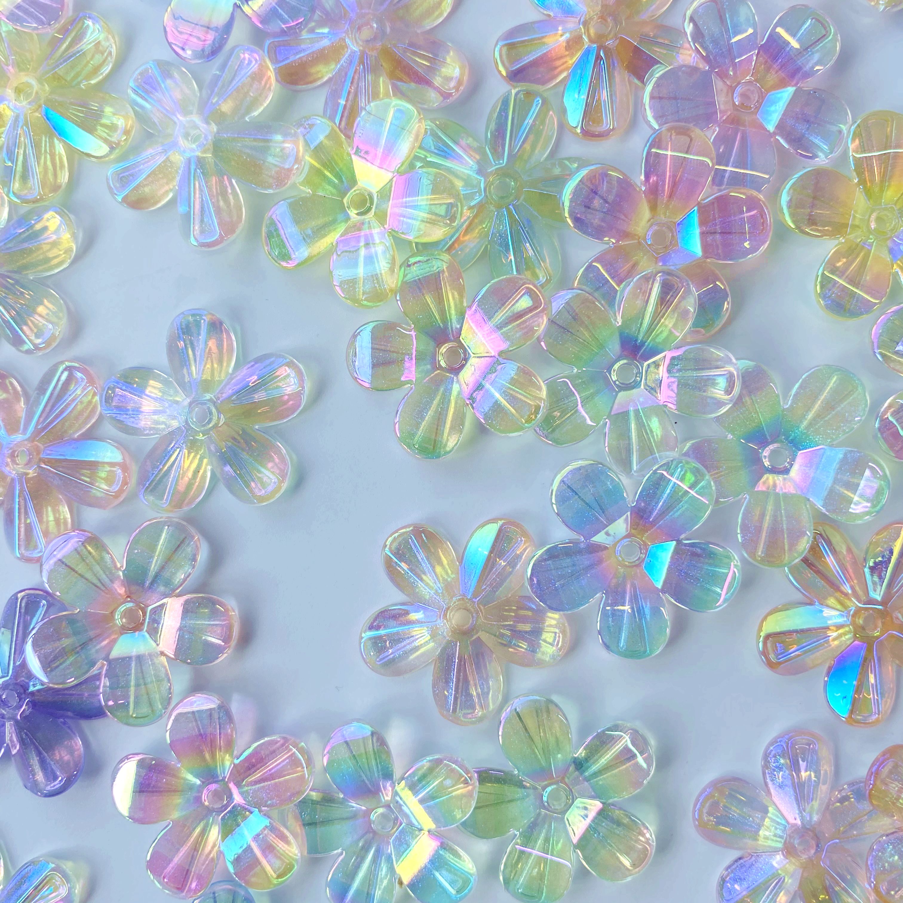 Acrylic uv transparent laser five-petal flower diy/ Bracelet pendant, keychain, mobile phone pendant, accessory and jewelry making materials