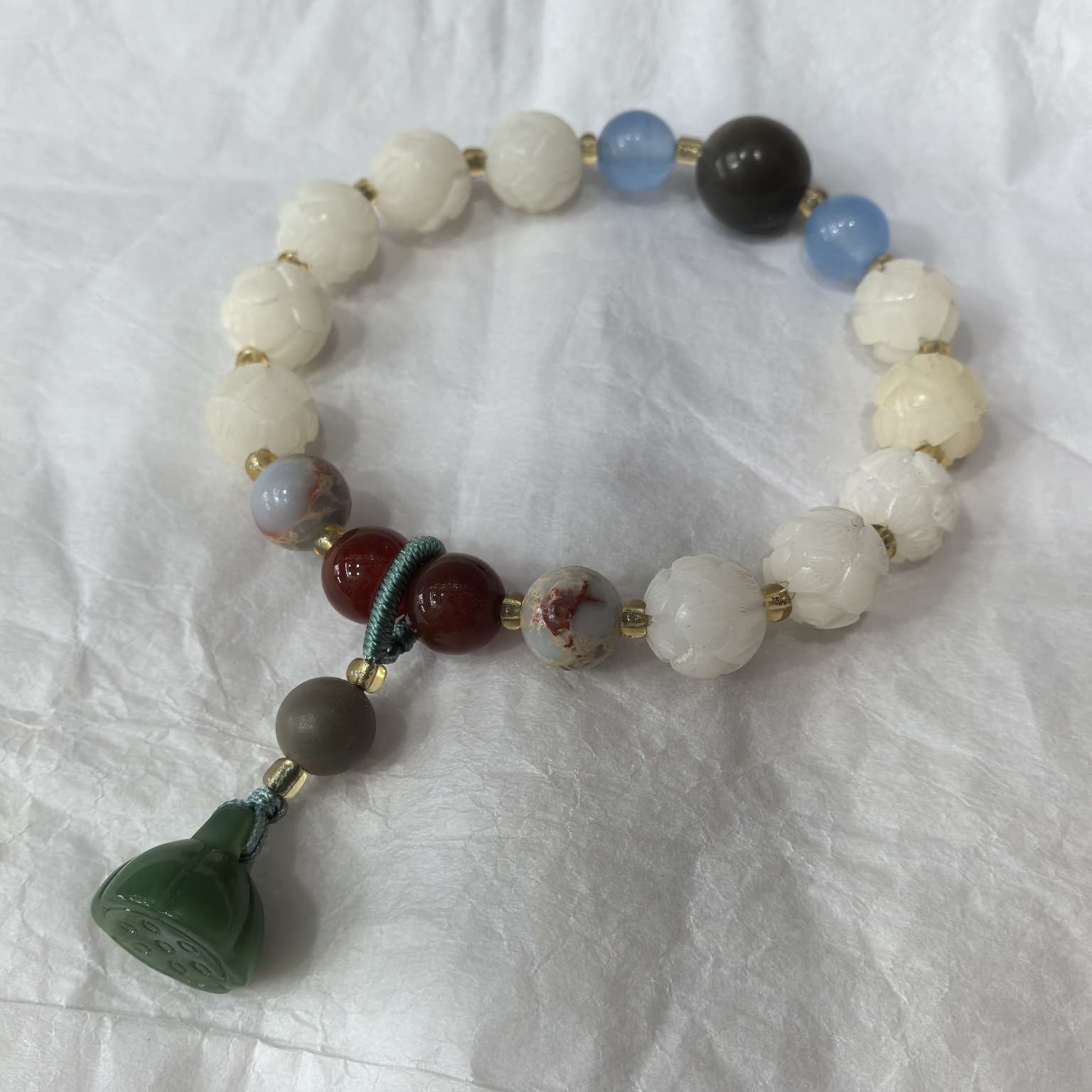 Bodhi lotus bracelet, Bodhi root Buddhist prayer beads handicraft gift detail image 7