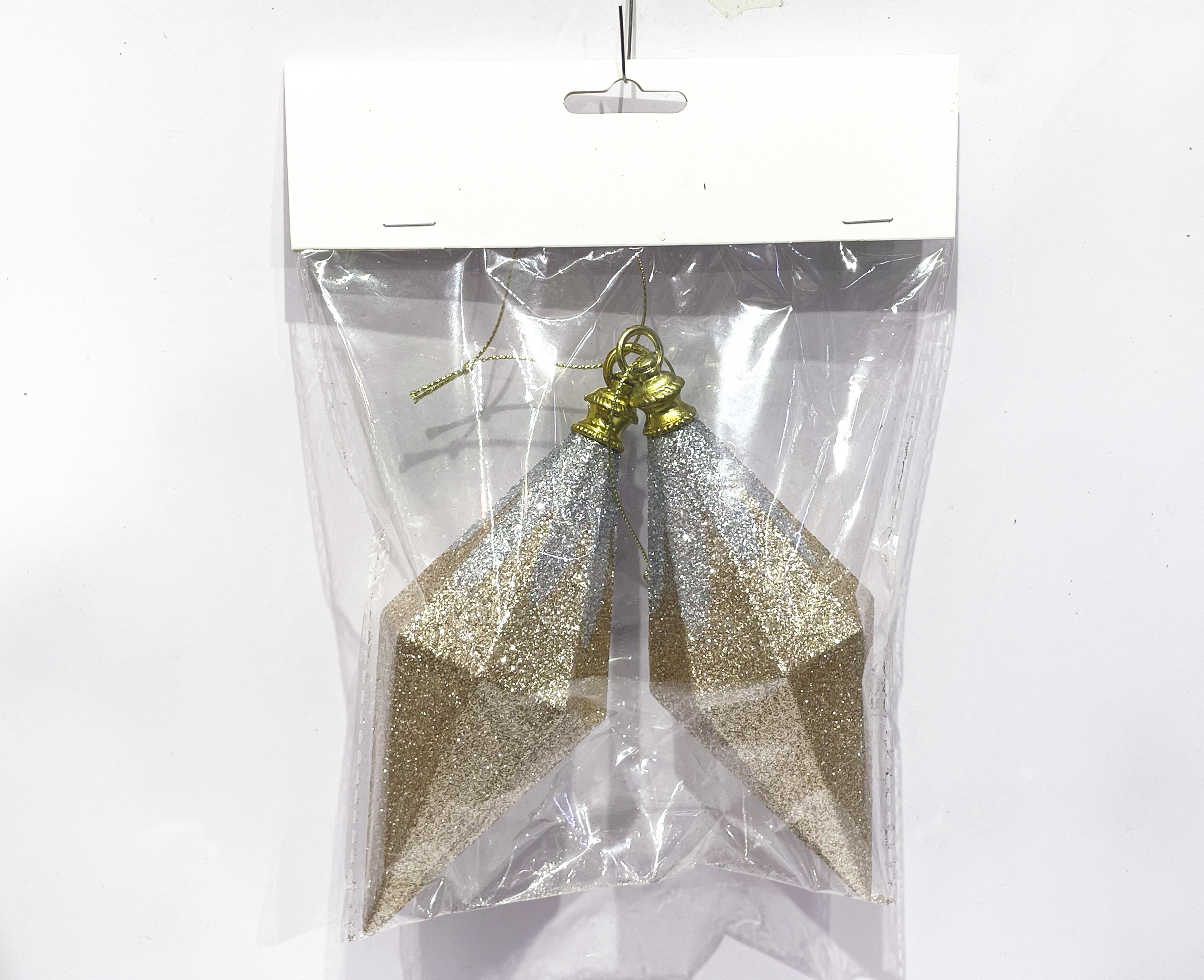 6X15CM Christmas powder-coated plastic two-pointed small pendant decoration