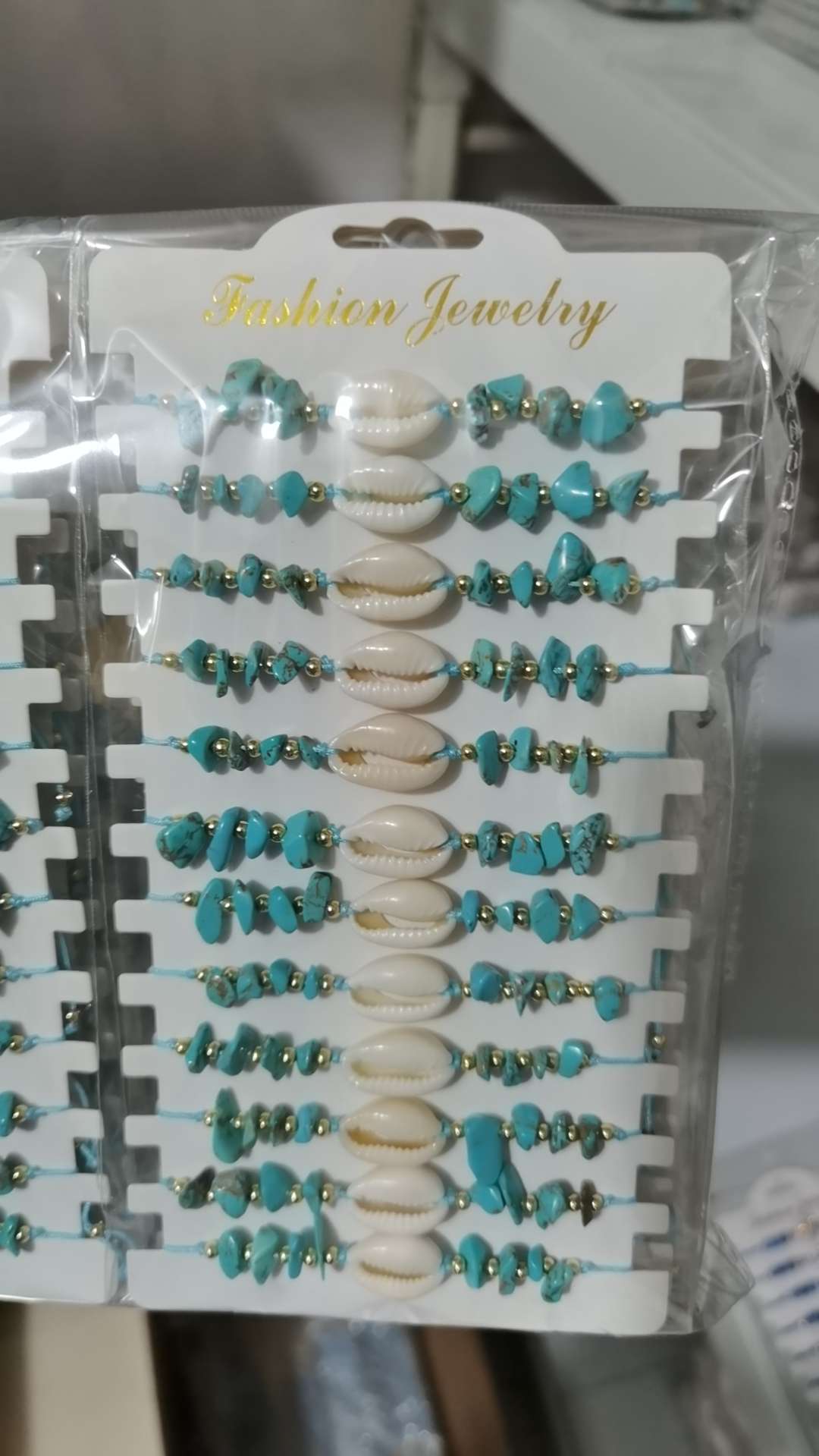 天然贝壳+天然绿松碎石亚马逊爆款编织手链时尚简约百搭