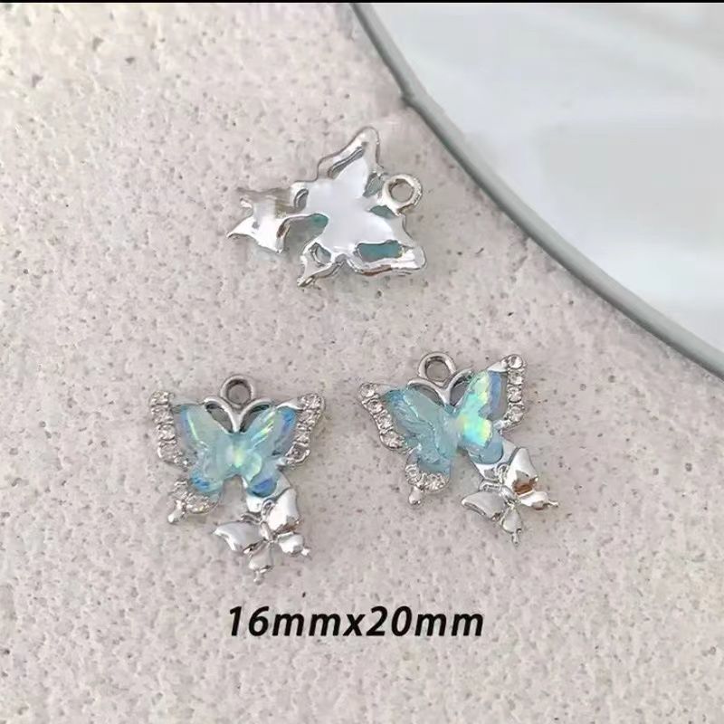 Sweet metal alloy double-layer butterfly tail butterfly cool girl diy handcrafted beaded jewelry accessory material detail image 3